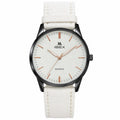 IBEX white canvas watch for men with black case, white dial, rose gold hands and fabric strap