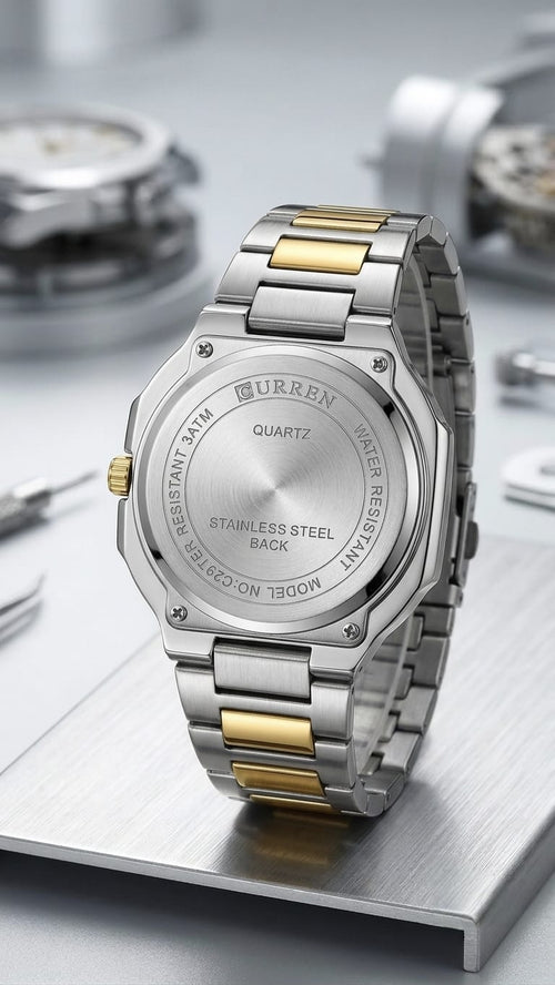 CURREN Men Watch 8386 - Gold Silver Luxury Quartz Watch -