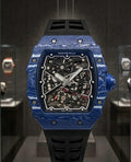 Richard Mille Blue Carbon TPT Skeleton Automatic Watch For Men