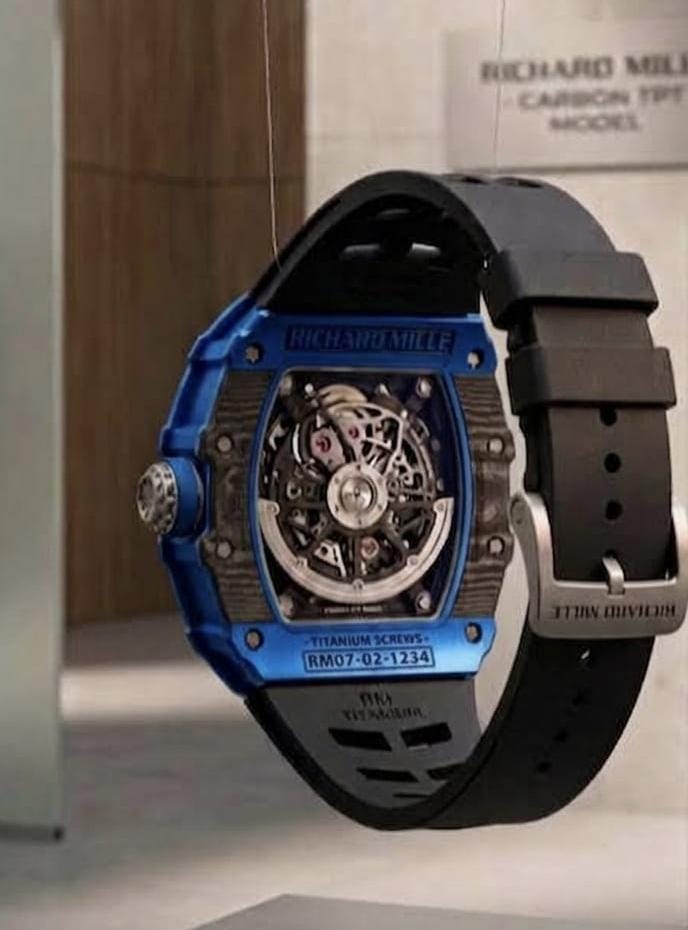 Richard Mille Blue Carbon TPT Skeleton Automatic Watch For Men