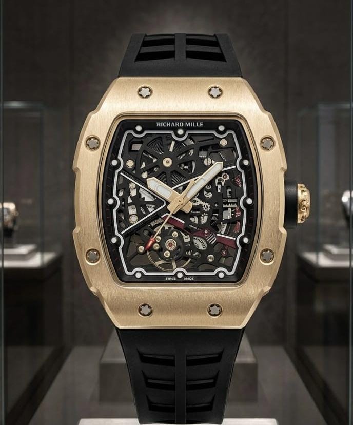 Richard Mille Gold Skeleton Automatic Watch For Men