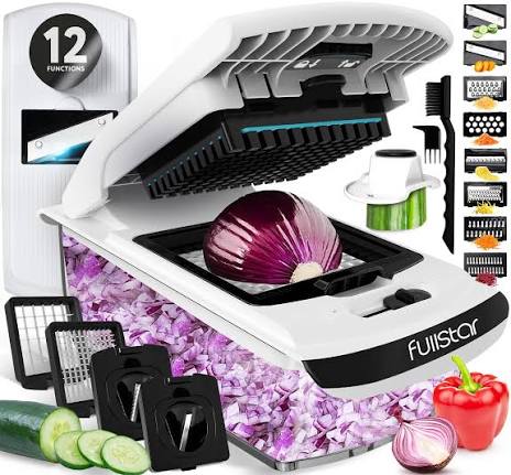 Fullstar Vegetable Chopper Dicer Mandoline Slicer - Food Chopper Vegetable Spiralizer Vegetable Slicer - Onion Chopper Salad Chopper Veggie Chopper Vegetable Cutter Food Slicer 11 Blades
