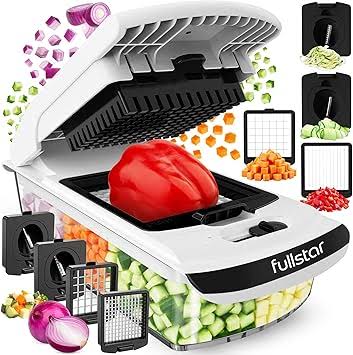 Fullstar Vegetable Chopper Dicer Mandoline Slicer - Food Chopper Vegetable Spiralizer Vegetable Slicer - Onion Chopper Salad Chopper Veggie Chopper Vegetable Cutter Food Slicer 11 Blades