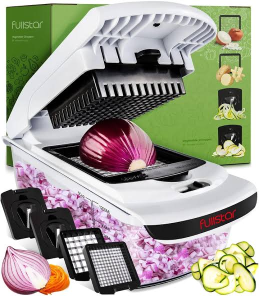 Fullstar Vegetable Chopper Dicer Mandoline Slicer - Food Chopper Vegetable Spiralizer Vegetable Slicer - Onion Chopper Salad Chopper Veggie Chopper Vegetable Cutter Food Slicer 11 Blades