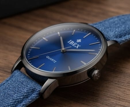 IBEX Blue Leather Watch for Men - Quartz Minimalist Wristwatc