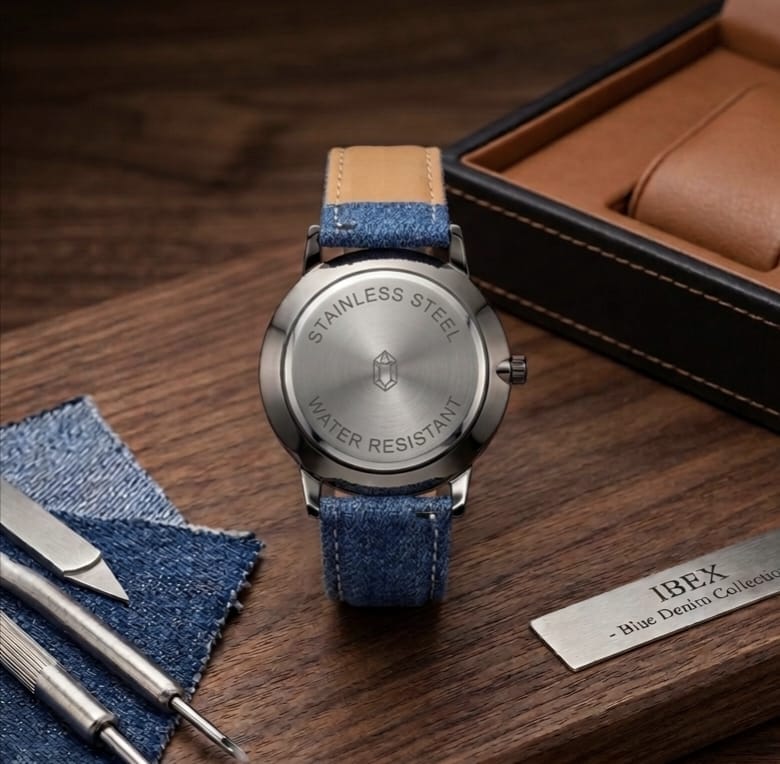 IBEX Blue Leather Watch for Men - Quartz Minimalist Wristwatc
